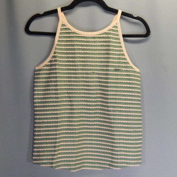 Matilda Jane Tank Top Girls Size 12 Green Pink Striped Scalloped New In Bag - Picture 1 of 5